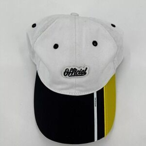 Official Skate Team Strapback Hat White Black Yellow Colorblock Racing Stripe
